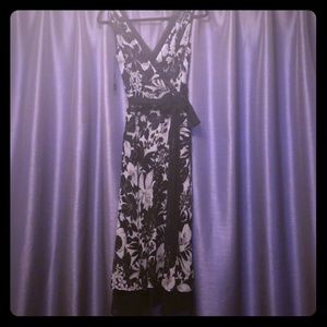 Teri Jon black and white floral midi